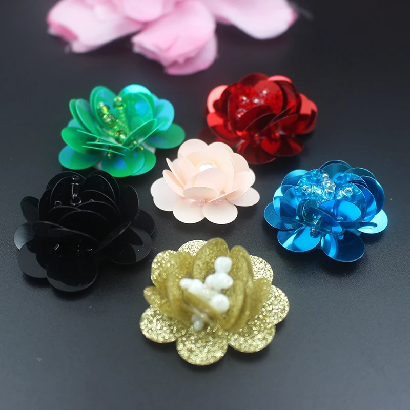 10pcs embroidery sequin flower Patches for clothes women wedding decoration accessories patches and appliques sewing patch 4cm