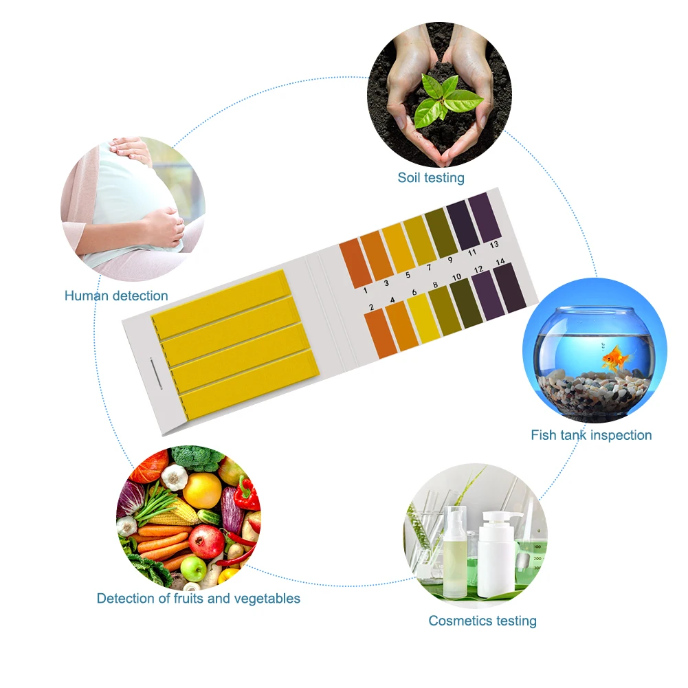 شرائط اختبار الحموضة مع بطاقة التحكم ، 1-14 درجة الحموضة ، ورق عباد الشمس ، تربة مستحضرات التجميل المائية ، شرائط اختبار التربة الاحترافية #6