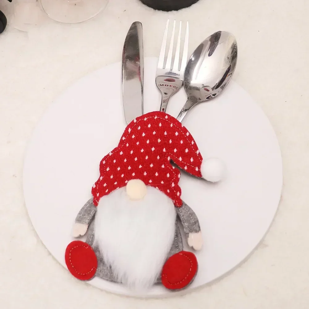 4/2Pcs Christmas Cutlery Holder Knife Fork Pocket Bags Santa Claus Xmas Tableware Cover Home New Year Cookware Gift Decoration view 4