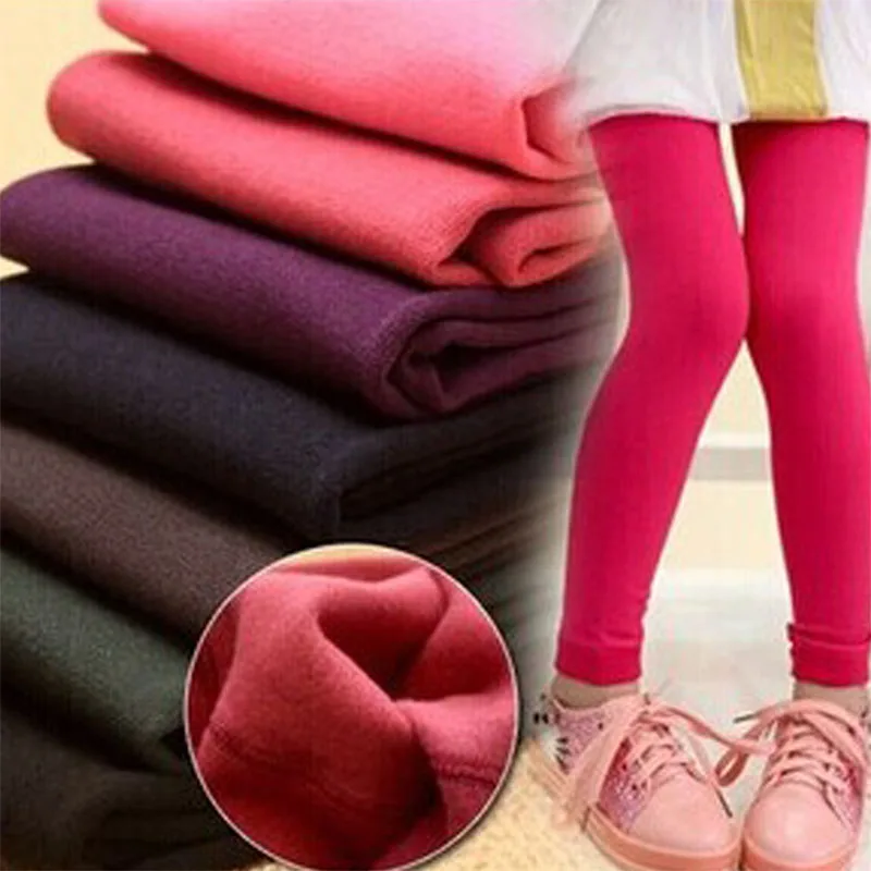 Winter Girls Leggings Cotton Children Pants Fleece Pants For Girl Colored Kids Leggins Teenager Trousers Baby Warm Clothing