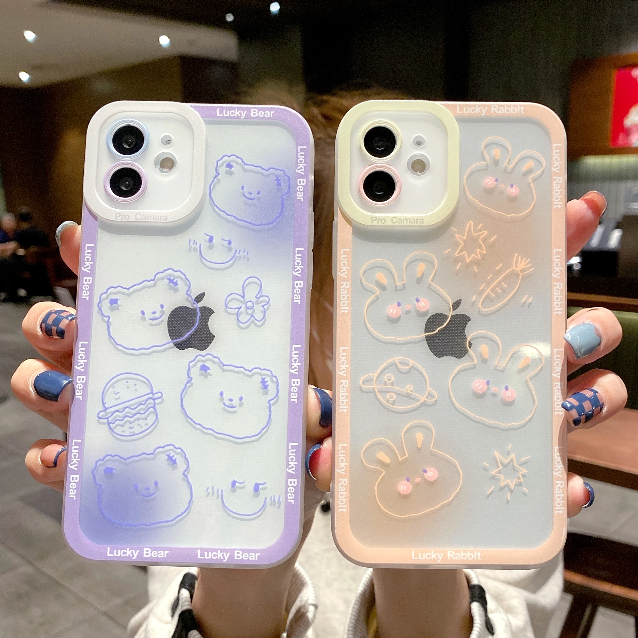 Custodia per telefono corea Ins Bear per iPhone 14 Pro Max custodia iPhone 13 11 12 15 Pro Max XS XR X 7 8 Plus Cover morbida per coniglio carino