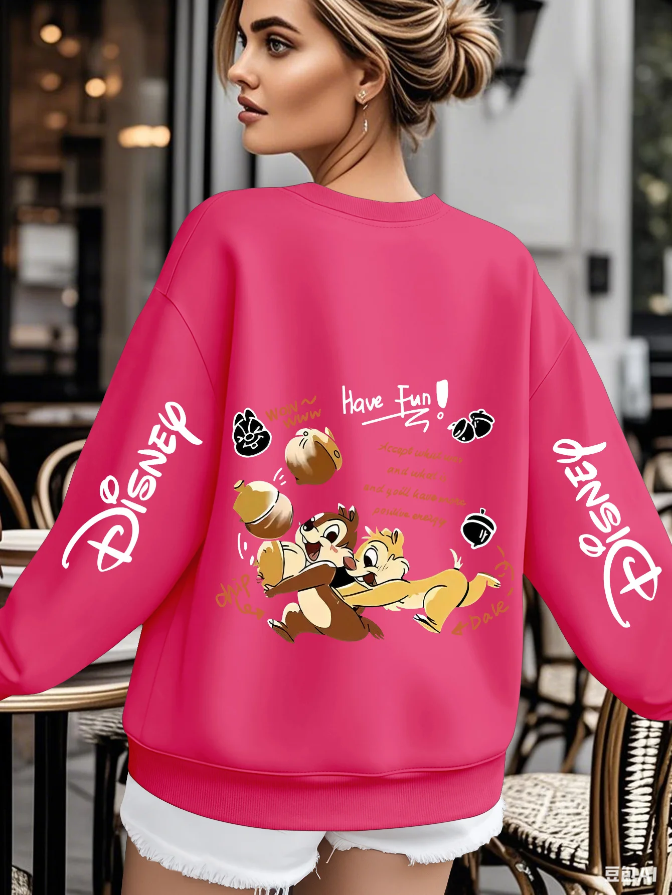 

Женский пуловер Disney Chip and Dale больших размеров с круглым вырезом и длинными рукавами, повседневный осенне-зимний топ