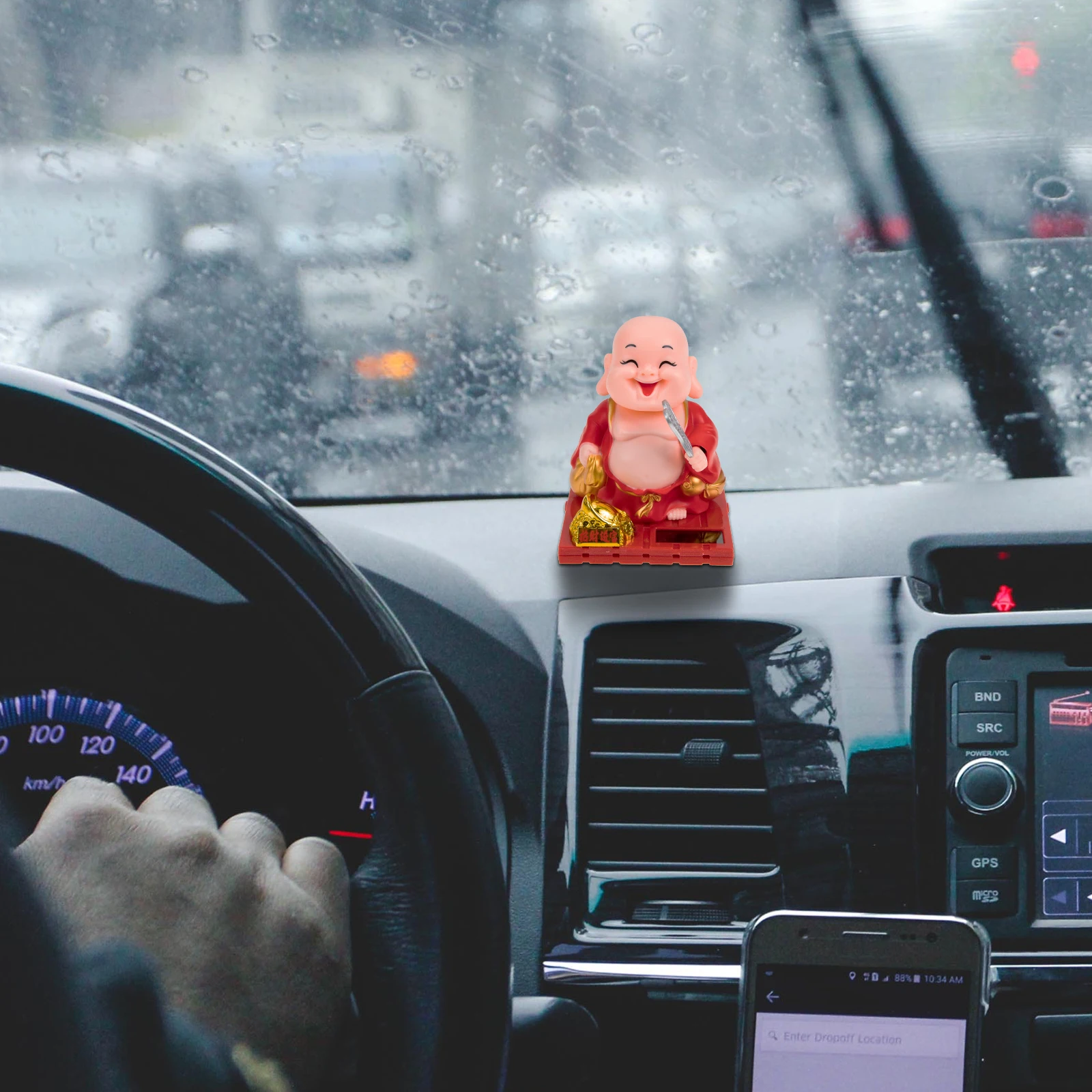 

Garden Ornaments Nodding and Slapping Maitreya Buddha Decorations Miniature Figurine Red