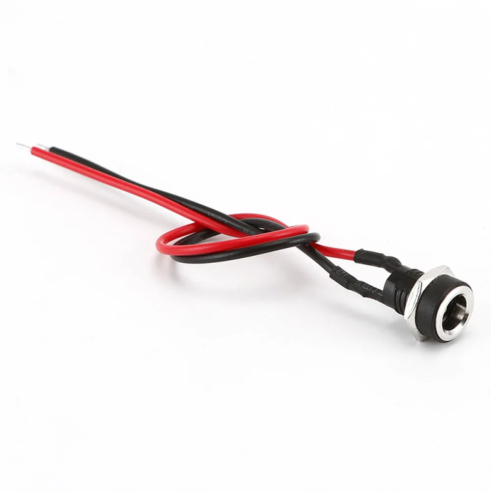 Threaded DC Power Jack Socket DC022B Waterproof Cap Panel Connector 5.5x2.1mm 5.5x2.5mm Port With 20cm Wiring Lead