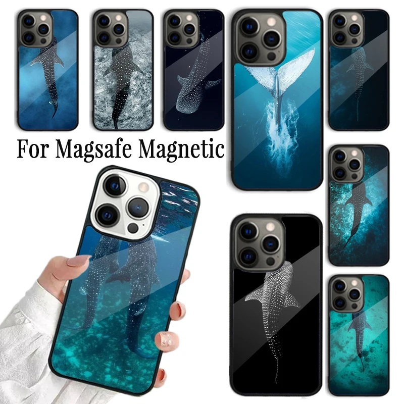 Coque Phone Case For iPhone 16 15 14 13 12 Mini 11 Pro Max Plus Magsafe Magnetic Wireless Charging Cover Whale Fish Wave Sea