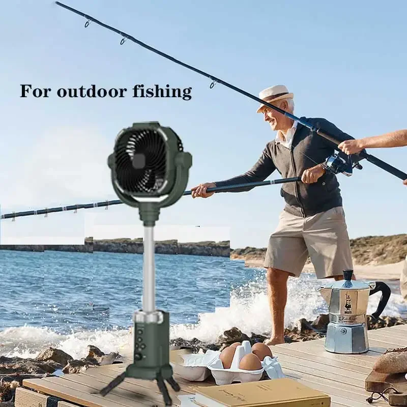 Portable Outdoor Fan Light Large Capacity Powerful Lighting Infinitely Speed with Remote Control Suitable for outdoor fishing