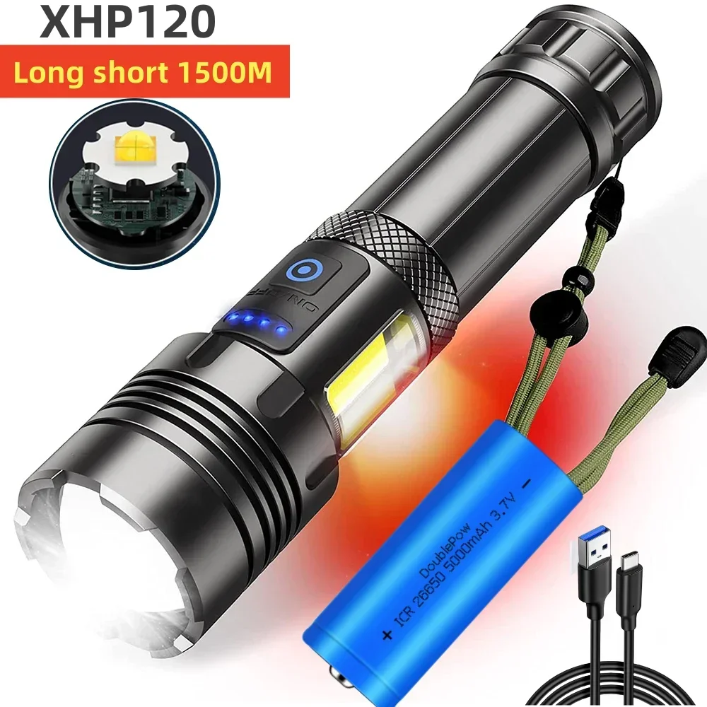 Super XHP120 Powerful Led Flashlight XHP90 High Power Torch Light Rechargeable Tactical Flashlight 18650 Usb Camping Lamp