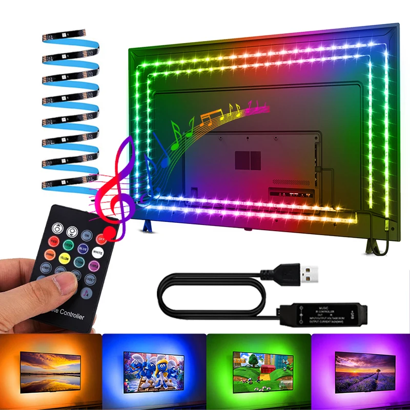 

Rgb Led Lights For Room Decoration TV Backlight RGB Led Strip Light 5050 USB 5V Led Tape Light Music Sync Led Controller Strip