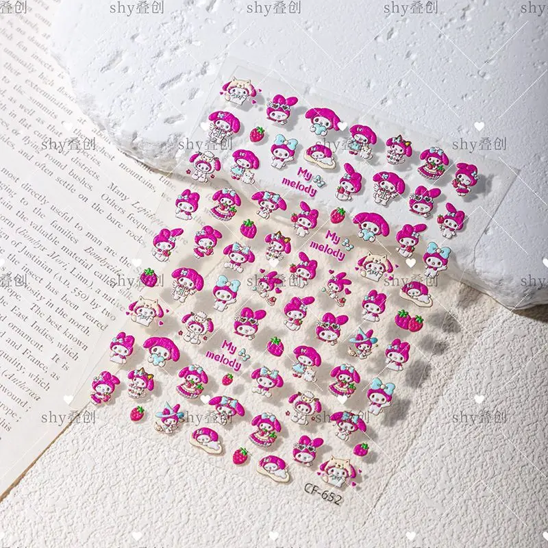 Sanrio Family Anime Nail Art Decorazione Rilievo Nail Art Sticker Carino Hello Kitty Kulomi Melody Pochacco Nail Art Decalcomanie