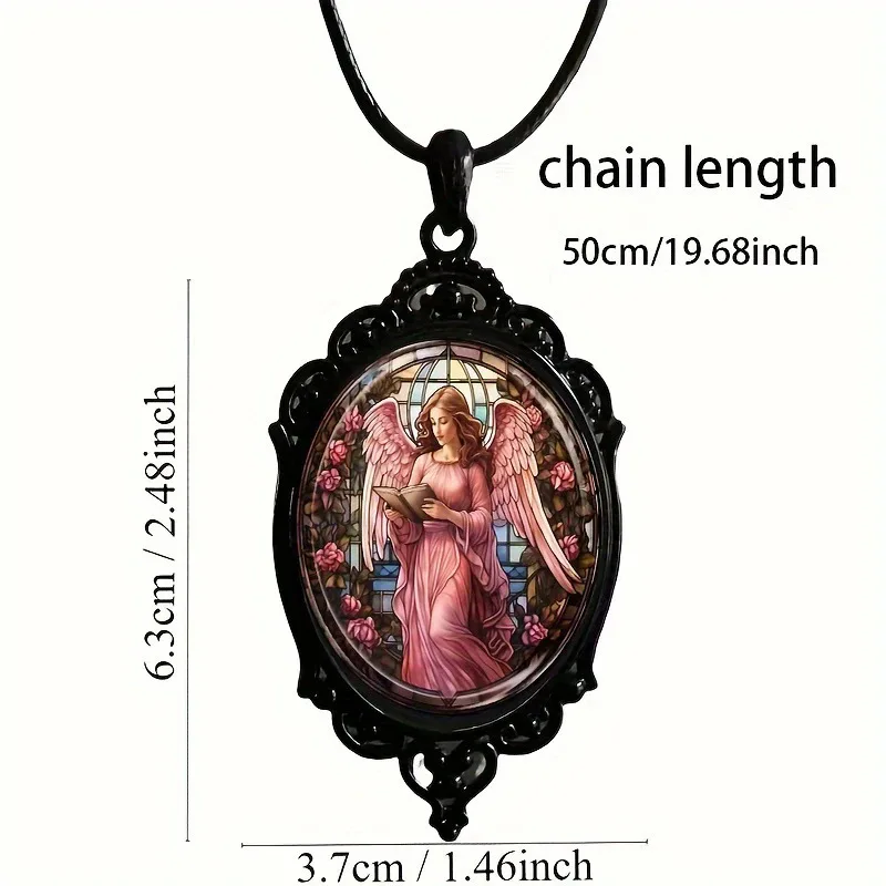 r Popular Fashion, Simple Black Lace Base, Oval Glass Pendant Necklace Strap, Customizable Pattern, Wholesale Available