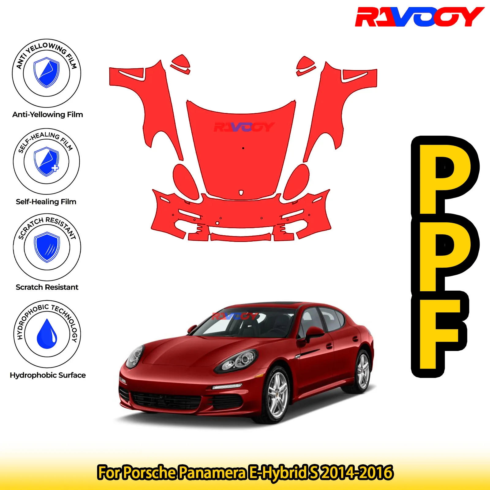 

Для Porsche Panamera E-Hybrid S 2014-2016 глянцевая матовая черная предварительно вырезанная передняя защитная пленка PPF Kit