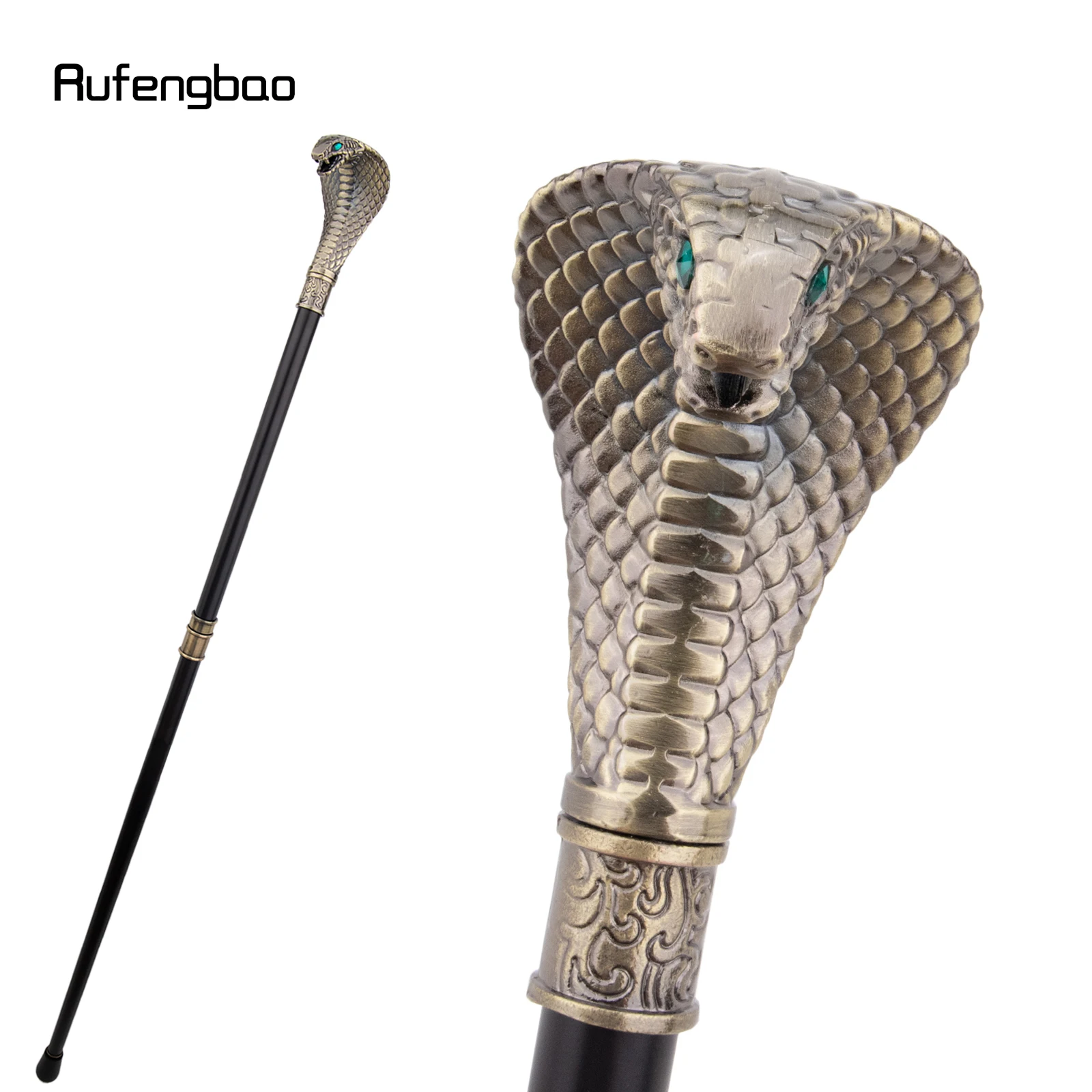 Copper Luxury Cobra Snake Handle Fashion Walking Stick Cane Elegant Crosier Knob Walking Stick 94cm  Performance Stage Cane
