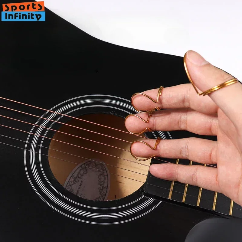 4pcs/set Metal Guitar Picks 3pcs Finger Picks + 1pc Thumb Pick for Fingertip Elastic Guitar Accessories Fingertip Protector