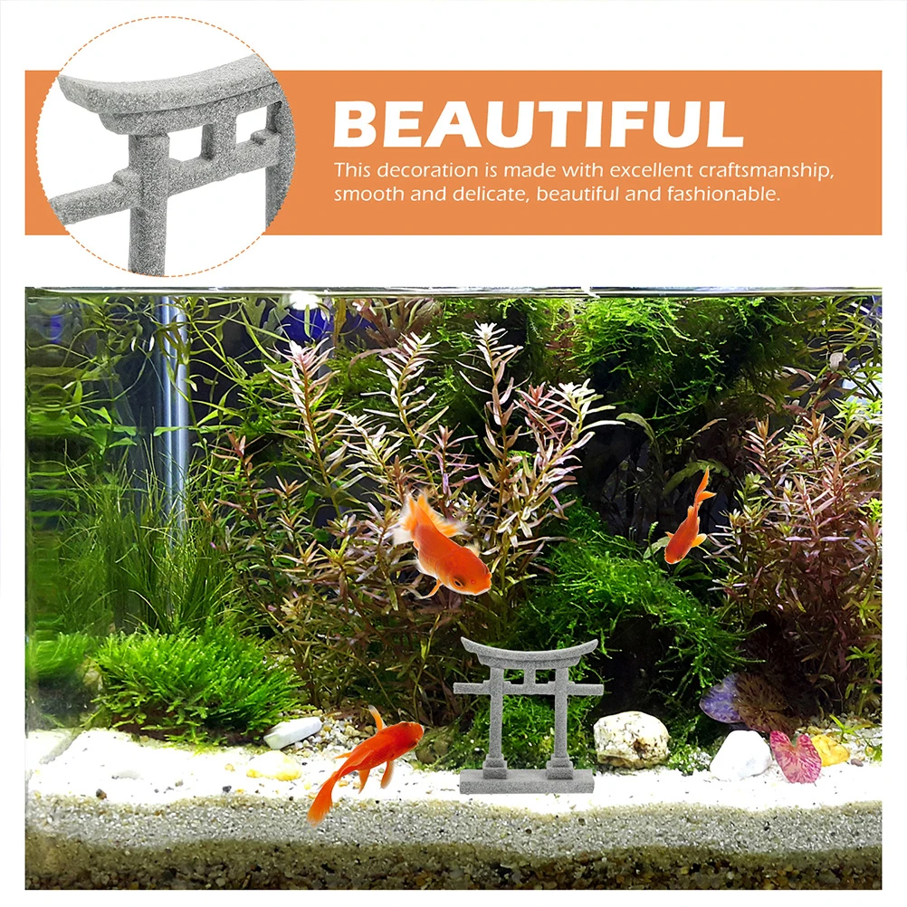 

2 Pcs Ornaments Fish Tank Japanese Gate Miniature Stone Decoration Frog Aquarium Statue Landscaping Landscape