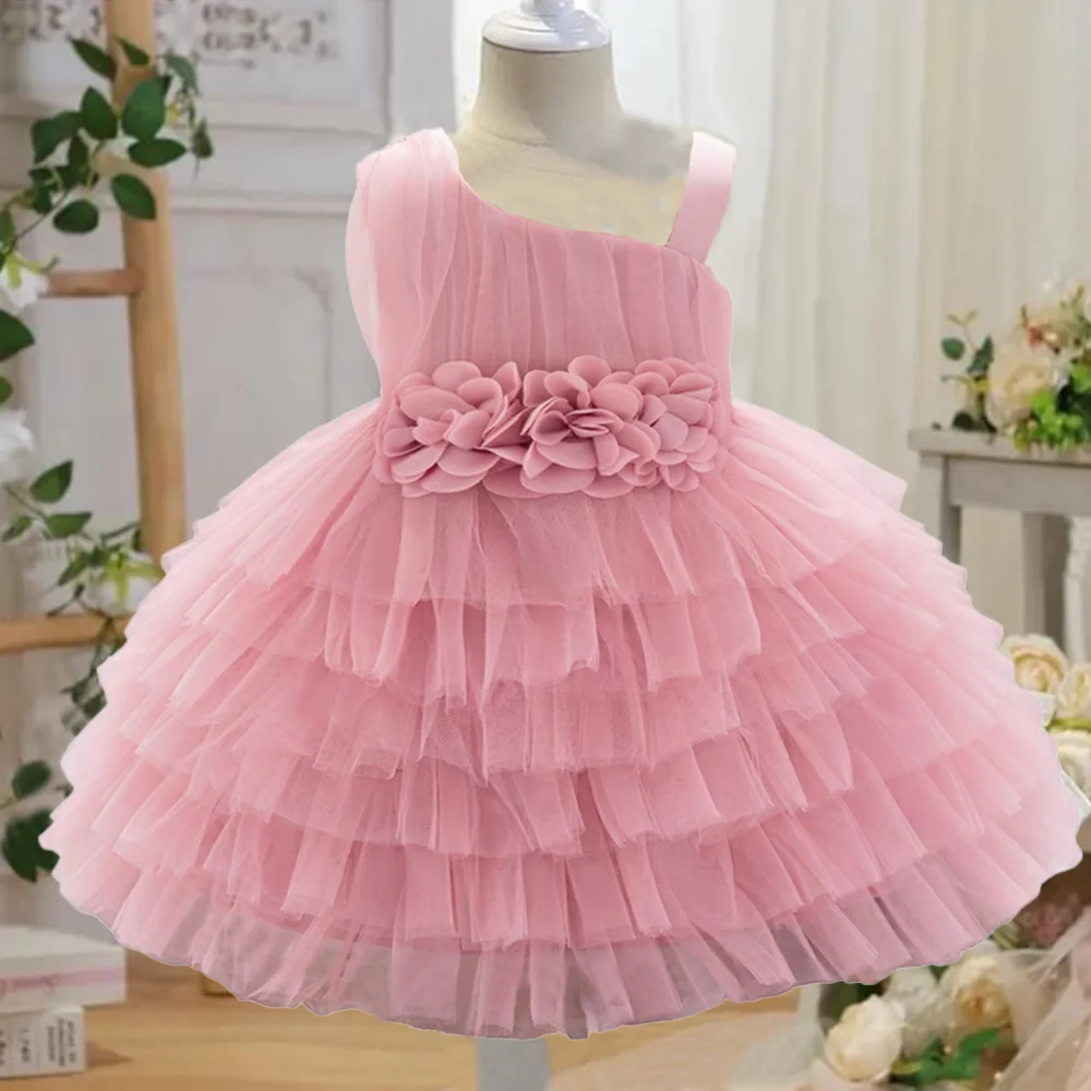 Elegant Purple Floral Wedding Princess Gown For Girl Baby Vintage Lace Birthday Dress Toddler Girls Bow Summer Fashion Dresses