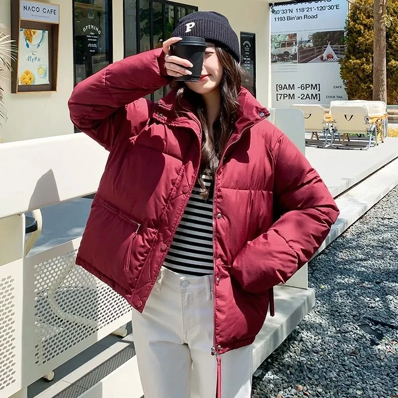 New Winter Coat Women Down Cotton Coat Causal Thick Warm Parkas Zipper Short Winter Jacket Outerwear Female Bread Cotton Clothes