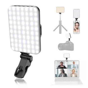 Lumière LED pour Selfie, 60 perles LED de haute qualité, 2200mAh, Rechargeable CRI 97 +, 7 Modes d'éclairage, Portable sur lumière pour téléphone/tablette/ordinateur Portable