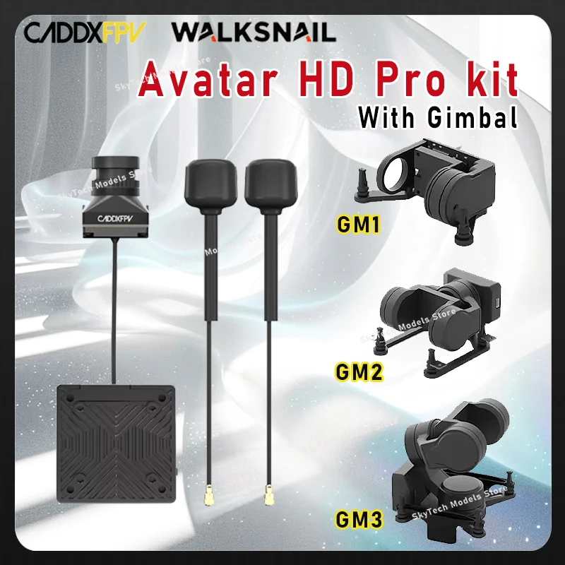 ชุดกล้อง CADDX Walksnail Avatar HD Pro + GM1/GM2/GM3 FPV Gimbal - 1080P/120fps 22ms 4km 160 ° อุปกรณ์เสริม FOV Head Tracking Gyroflow สำหรับ RC FPV