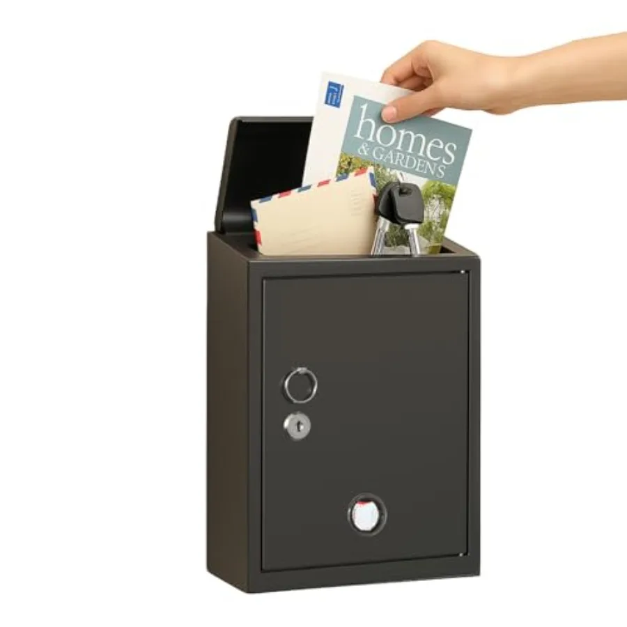 

Wall-Mount Mailbox for Outside, Galvanized Steel Rust-Proof Mailboxes with Key, Key Drop Box, Large Locking Letter Box for Hous