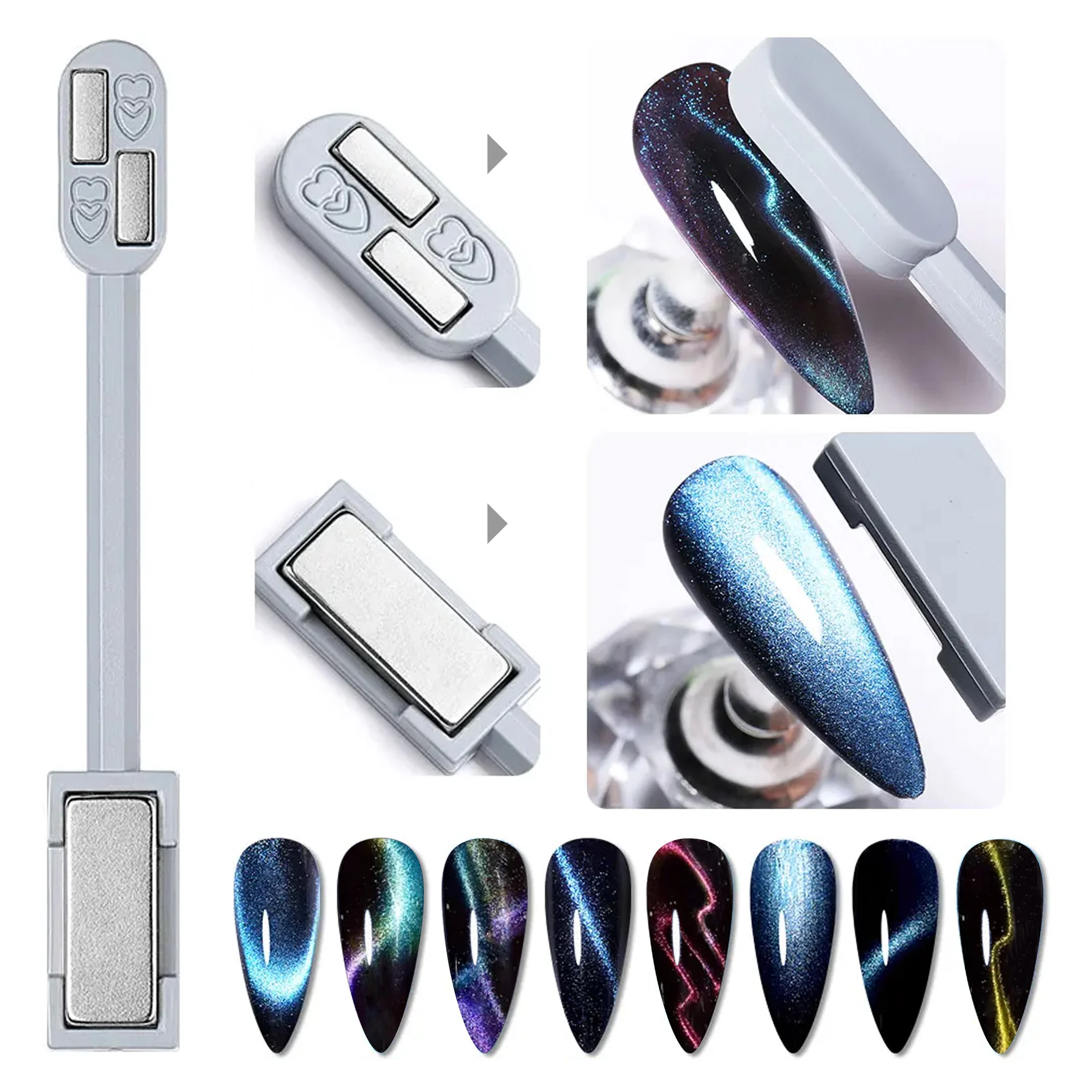 1pcs Cat Eye Strong Effect Magnet Slice Magnetic Stick UV Gel Polish Gradient Rod Manicure Nail Art 3D Tips Tools Double Head