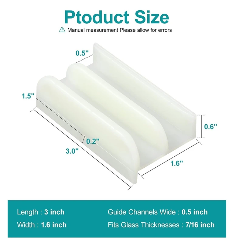 AB47-M6219 Sliding Shower Door Bottom Guide For Sliding Shower Door (Top Hung) Shower Door Guide 1/2 In Channels 2 Pack