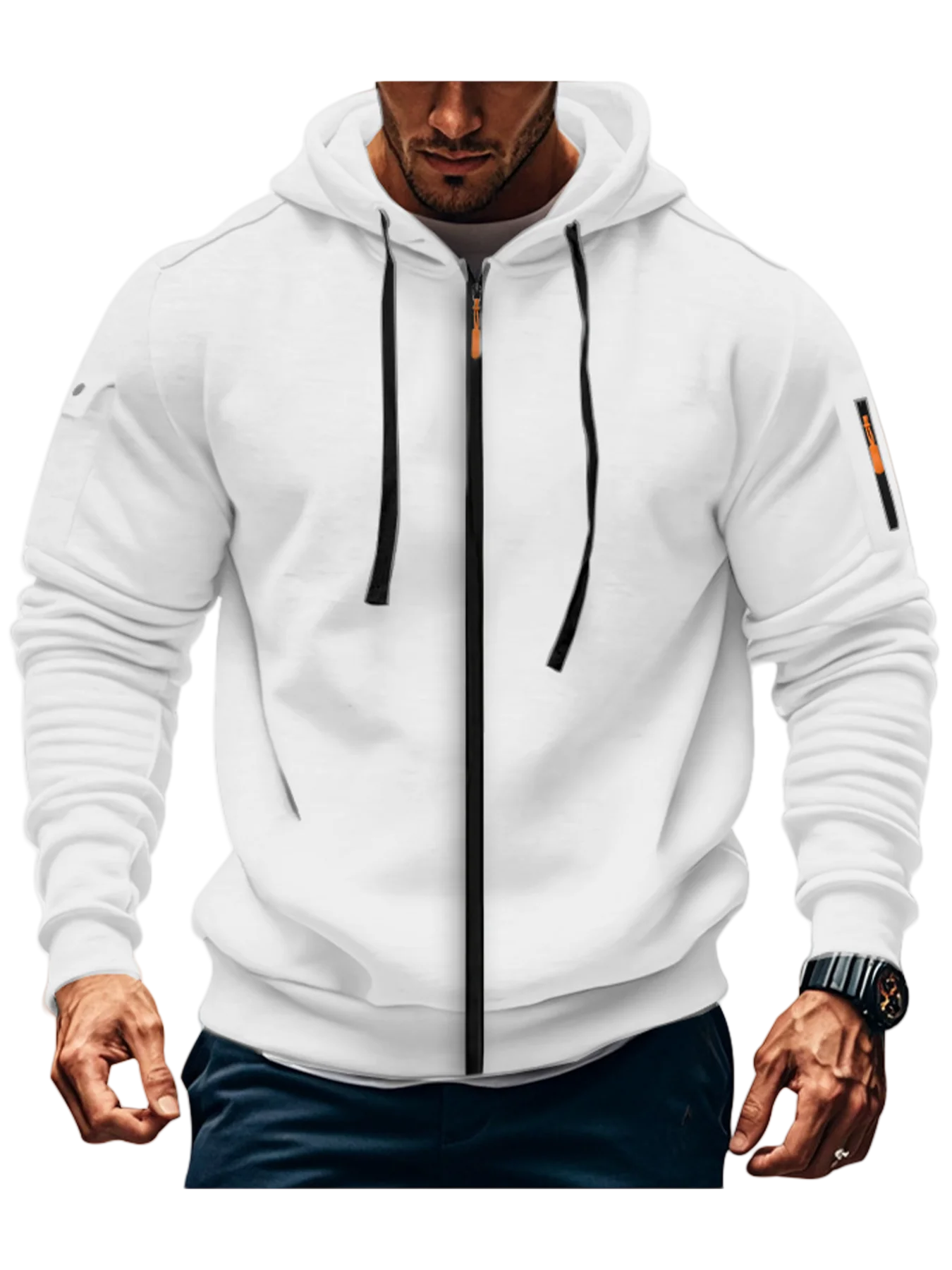 Men's Autumn Winter New Hoodies Long Sleeve Sweatshirt Zipper Design Hooded Sweatshirt for Men Sportswear Slim Fit Casual Jacket image 4