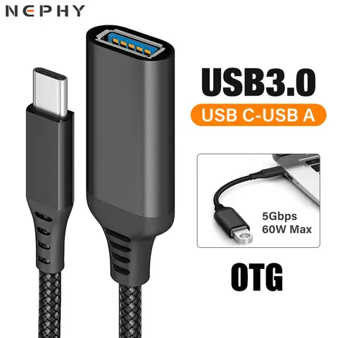 OTG USB Type C Cable For Samsung Android Macbook iPad SSD/Pen/ Flash drive 60W 5Gbps Data Charger USBC Input to USBA 3.0 Adapter