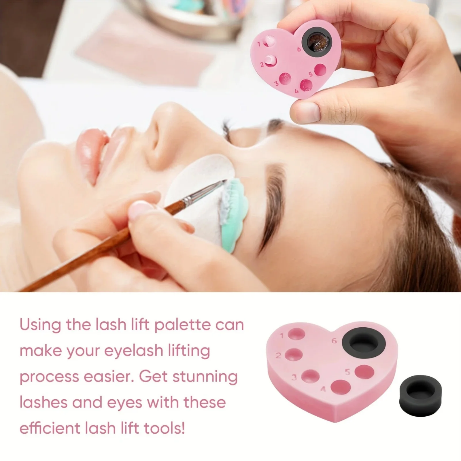 Libeauty 1 szt. Mini paleta silikonowa 6-funkcyjna taca do podnoszenia rzęs i odcienia brwi Laminowanie rzęs Podkładki do trwałej ondulacji Narzędzia do makijażu — zdjęcie 7