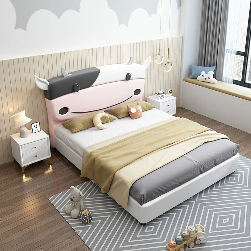 Boy and Girl Bedroom Children's Bed - Twelve Zodiac Animals Cow Solid Wood Bed with Storage Space - Double/single Cartoon Bed