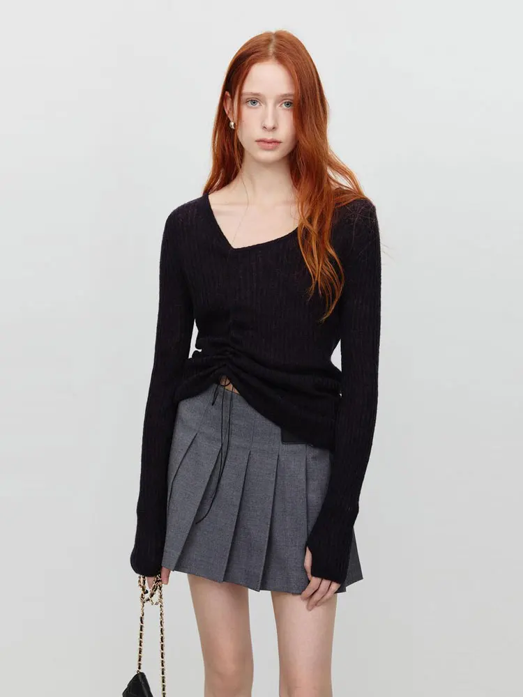 

Brand Long Sve Dstring Base irt Korean Sle Regular Fit Women's Knitted Sweater Autumn New Arrival