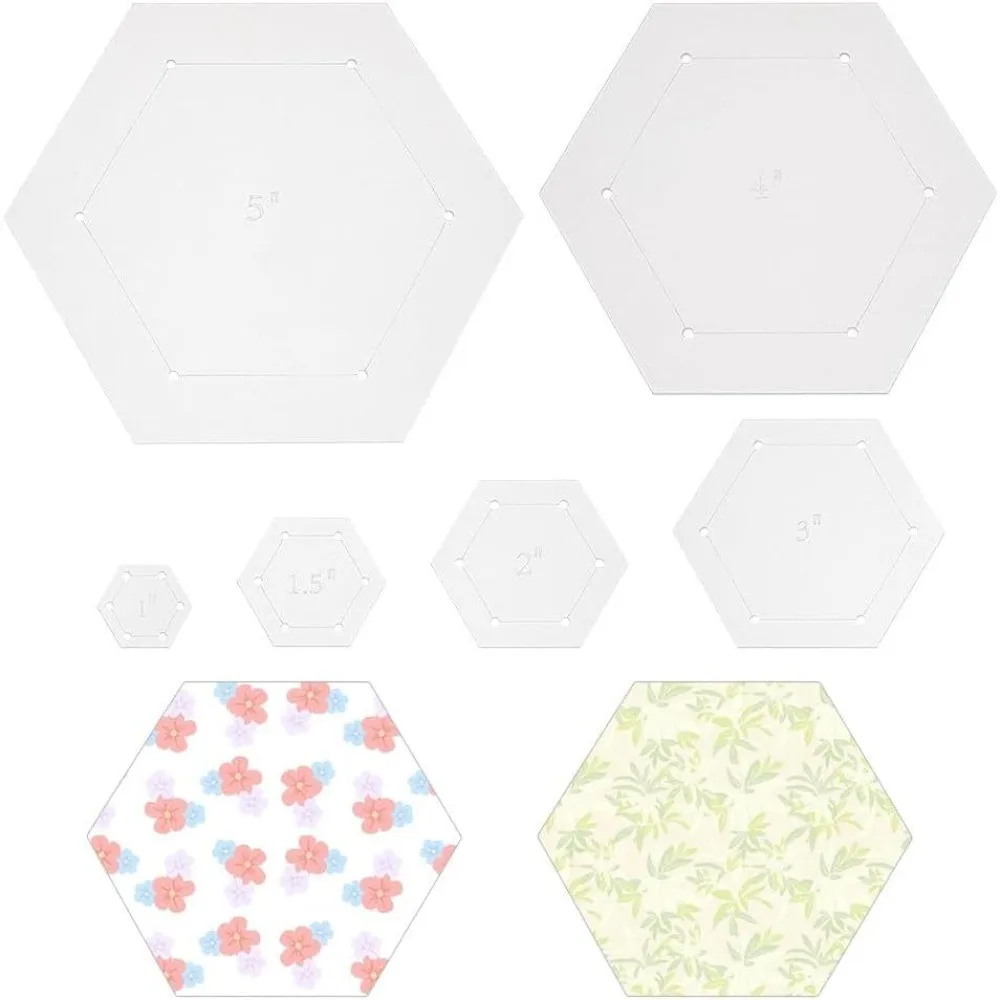 6Pcs Quilting Templates 2.3-11.8 Inches Seam Allowance Paper Piecing for Quilting Templates Acrylic Rulers Paper Piecing Shapes