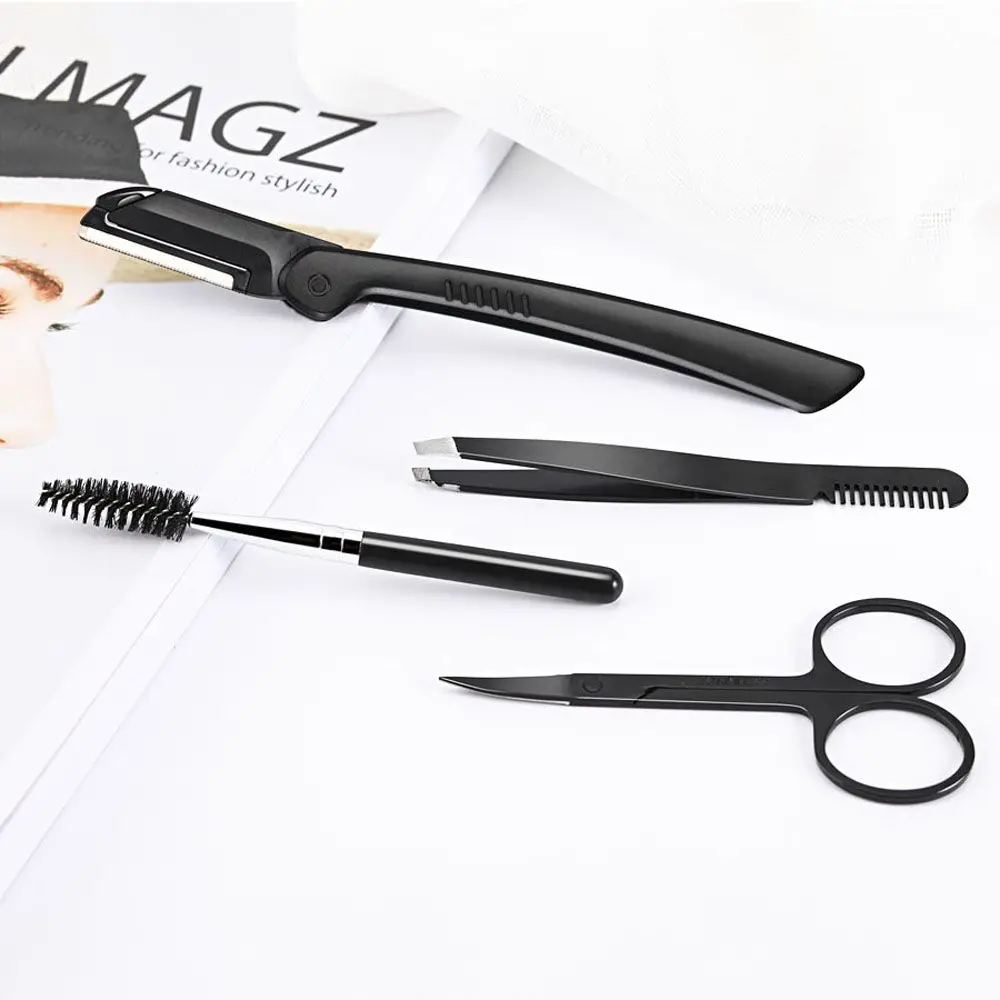 Tijera profesional moldeador de cejas, depiladora facial, removedor de vello, recortador de cejas, Kit, pinzas para cejas, maquinilla de afeitar, herramienta de maquillaje