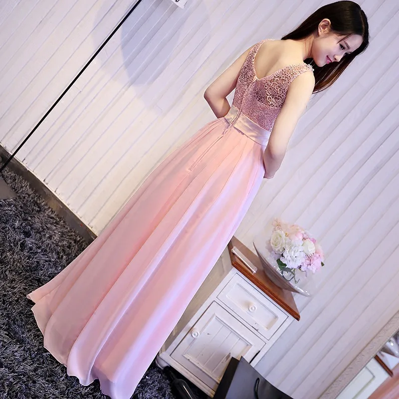 2026 New Women's Round Neck Respectful Banquet Wine Evening Dress Fashionable Slim and Long Pink Backless Bridesmaid Dress view 6