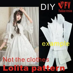 Cutting pattern Lolita women's princess mid-sleeve dress 1:1 costume making drawings LOLI-8