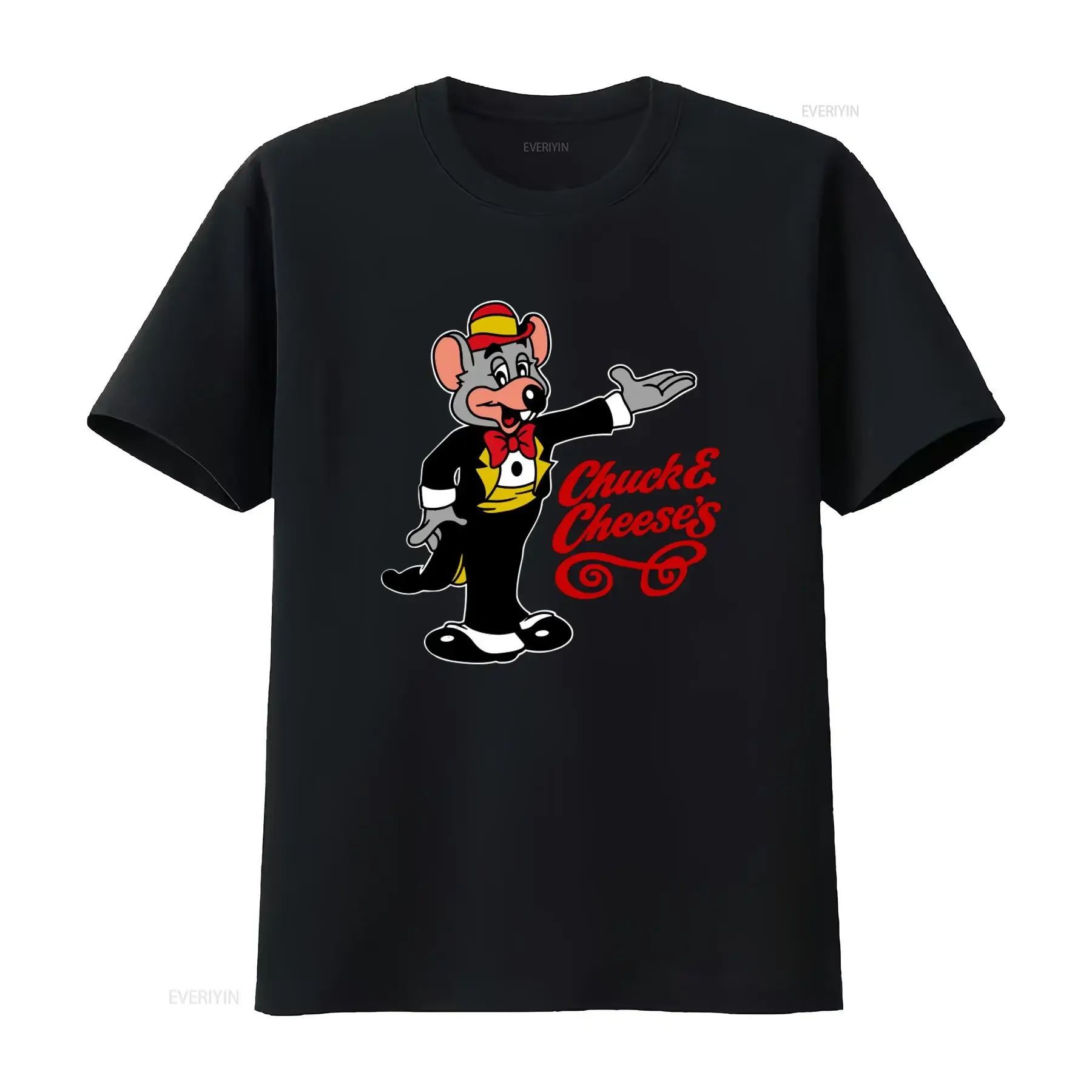 Retro Chuck E Cheese's T Shirt for Cartoon Mouse Print vintage Washed fashion Casual designer clothes Stylish Stretched