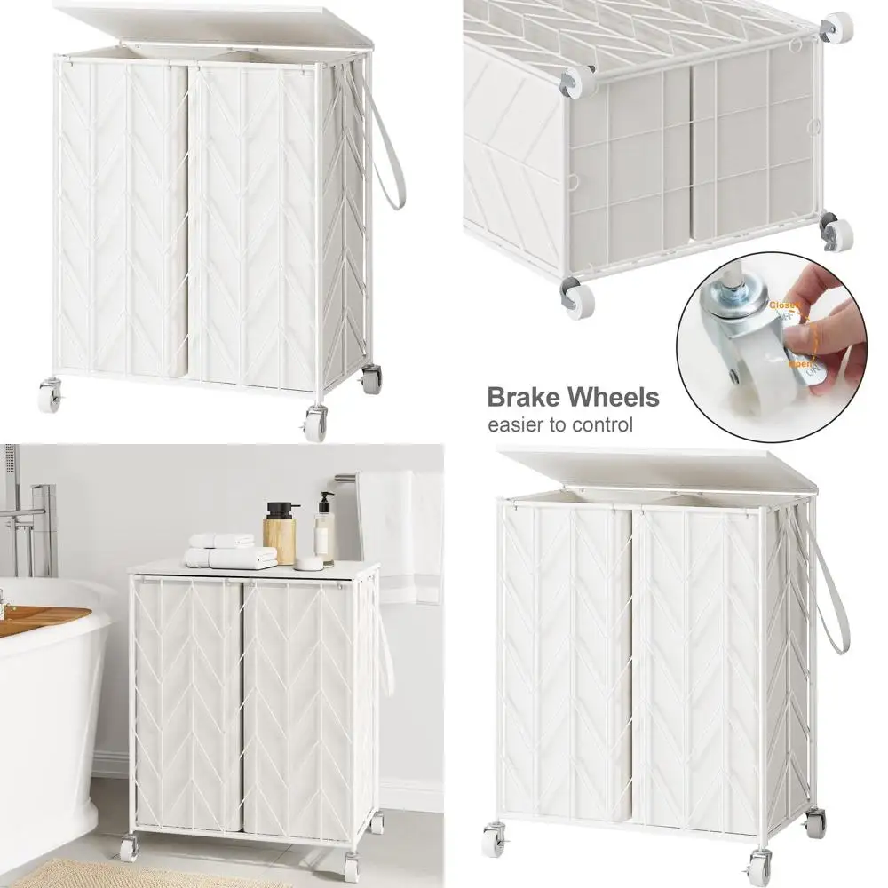 

Прочная корзина для белья с деревянной крышкой и съемным вкладышем для сортировки большой емкости