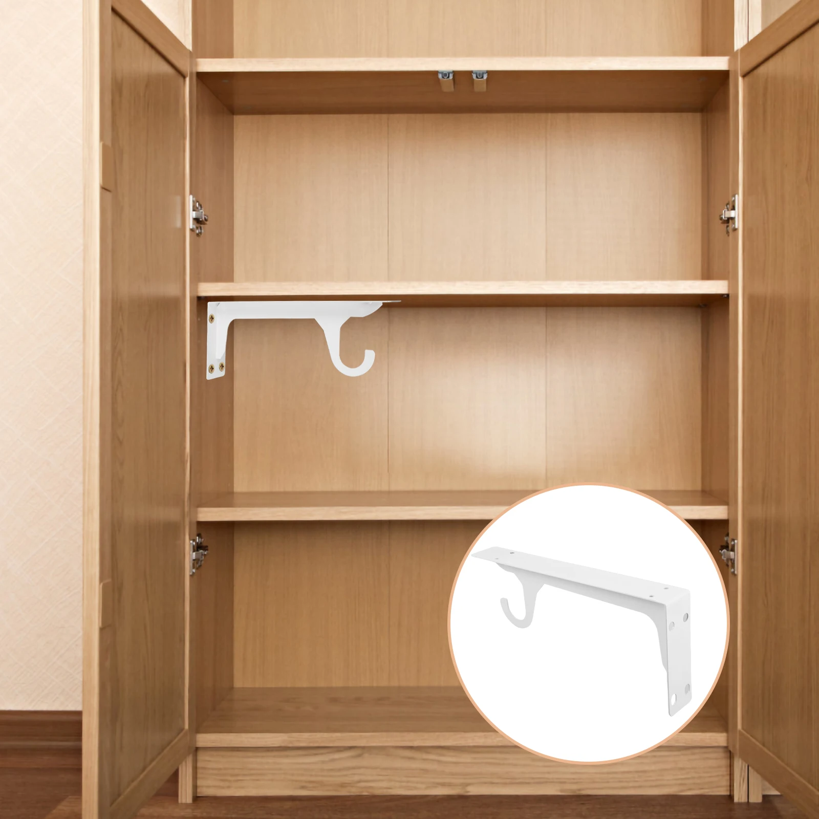 

2Pcs Heavy Duty Wall Mounted Wardrobe Rod Brackets Metal Closet Rod Holders Space Optimization Clothes Rail Support Rack