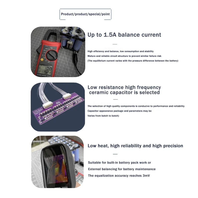 MLGB-17S 1.5A Lifepo4 Ternary Li- Battery Pack High Current Energy Transfer Active Equalization Compatible With 16S 1.5A