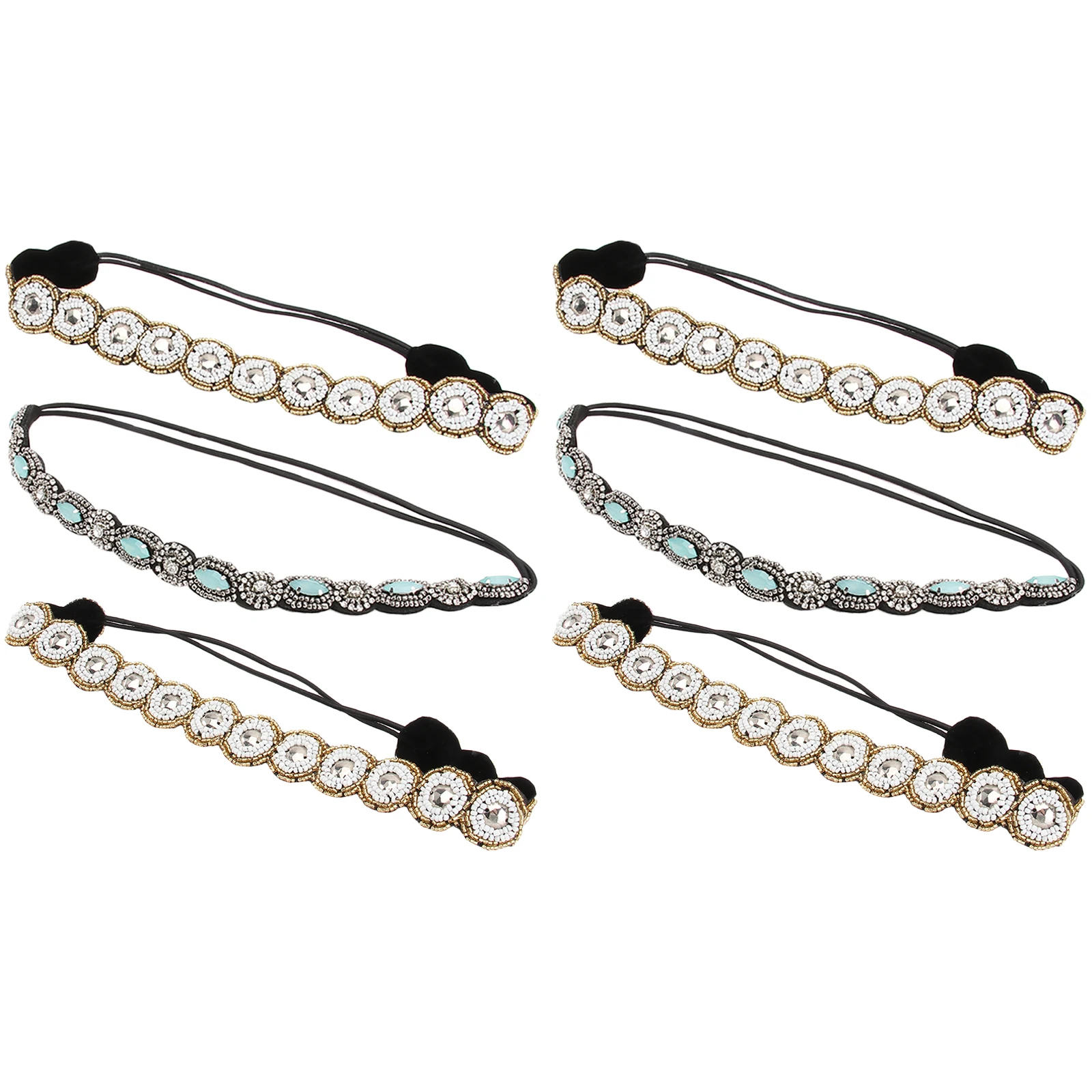 

6 Pcs Rhinestone Band Hair Accessories Woman Drill Headband Pearl Headbands Rhinestones