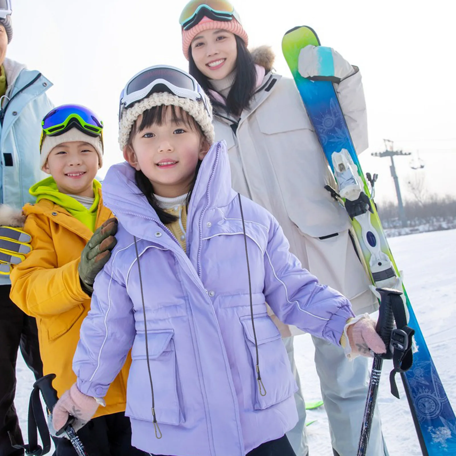 

2Pcs Kids Ski Mittens with String Lanyard Elastic Glove Clip Winter Mitten Holder Anti-Lost Rope for Toddlers Adjustable Strap