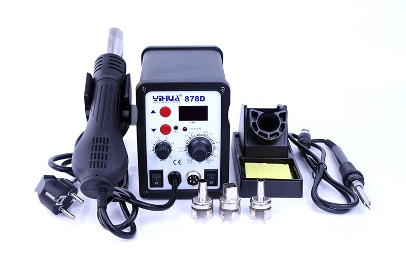 

878D Welding Equipment Digital Display Electric Soldering Iron And Hot Air Gun 2 in 1 Soldering Station Repair Electric Tools