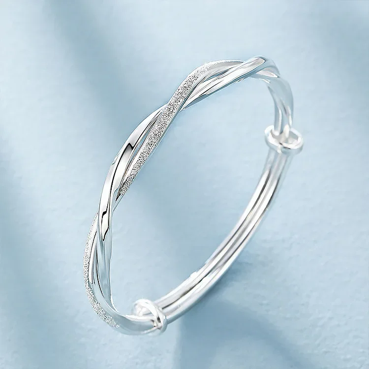 Wholesale 925 Sterling Silver Bangles Bracelet Charms Cuff For Women Fashion Jewelry adjustment wedding image 3