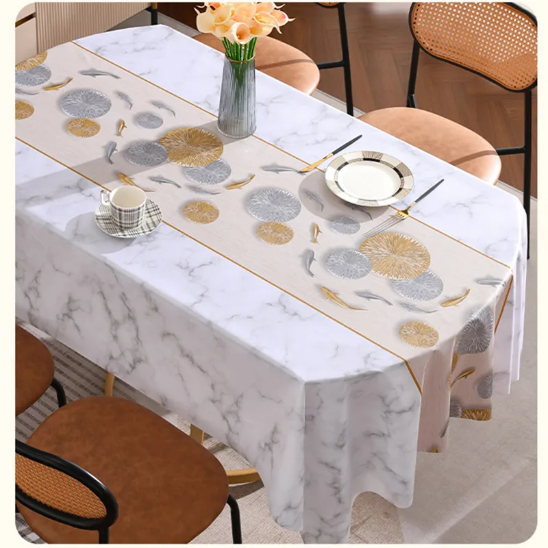 

Table cloth waterproof, anti scald, anti oil, and self-cleaning PVC coffee table mat long oval table cloth tablecloth 2024 New