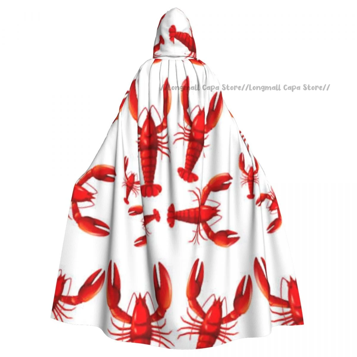 Red Lobster Hooded Cloak Coat Halloween Cosplay Costume Vampire Devil Wizard Cape Gown Party