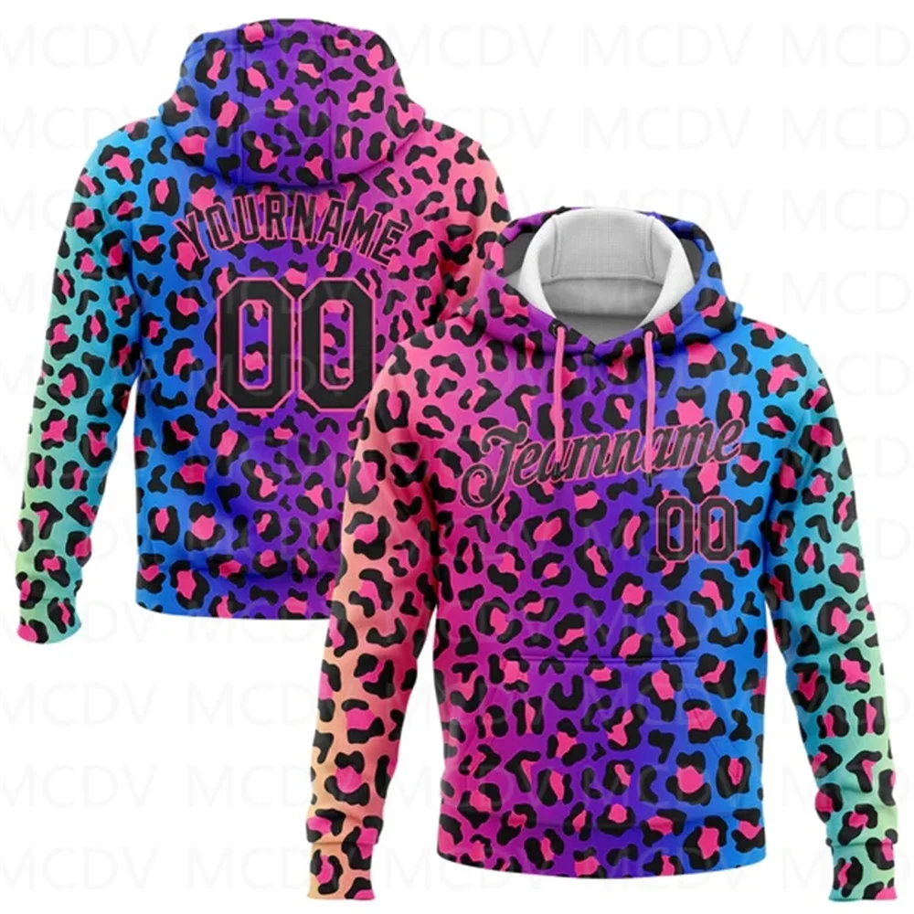 Purple Black-Pink 3D Pattern Design Leopard Sports Pullover Sweatshirt Hoodie  3D Printed Hoodies Unisex Casual Street Tracksuit