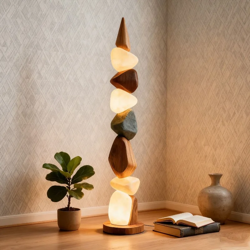 Creative Stone Floor Lamp Living Room Bedroom Mid Century Modern Minimalist Art Cafe Standing Light Luxury LED Home Decor