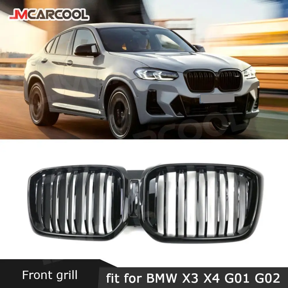 

ABS Car front grille for BMW X3 X4 G01 G02 2022+ Car Styling Gloss Black Front Bumper Racing Grills Front Grille