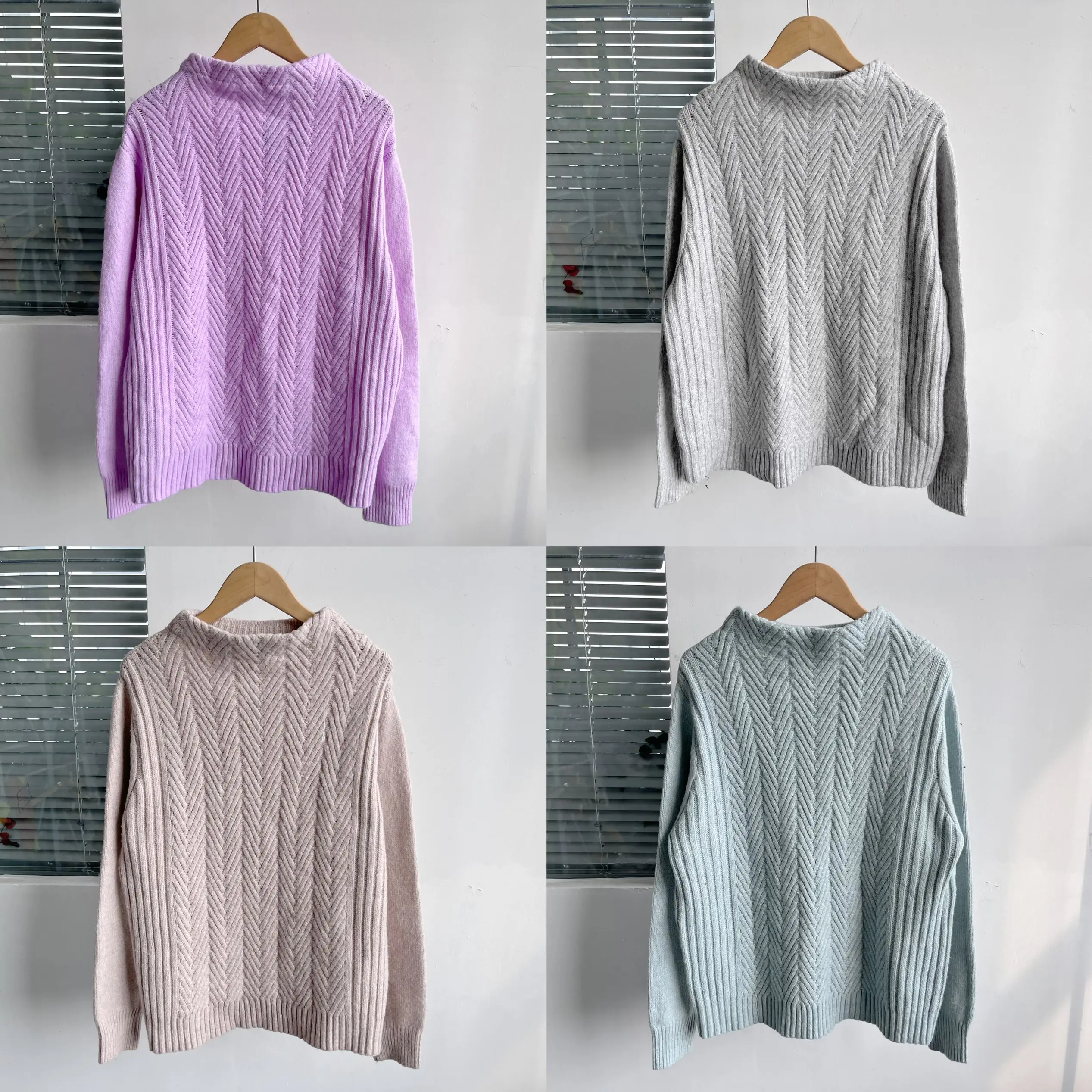 

Spring Knitted Long Sve Sweater Women's Overhead Soft Comfortable Candy Color f High Collar Casual Faion D253
