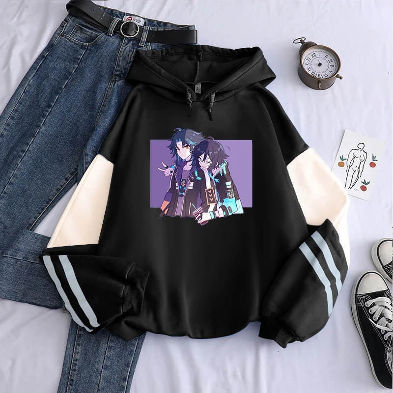 

Anime Game Genshin Impact Hoodies Harajuku Xiao Zhong Li Kawaii Poster Cartoon Women Men Unisex Plus Size Long Sleeve Sweatshirt