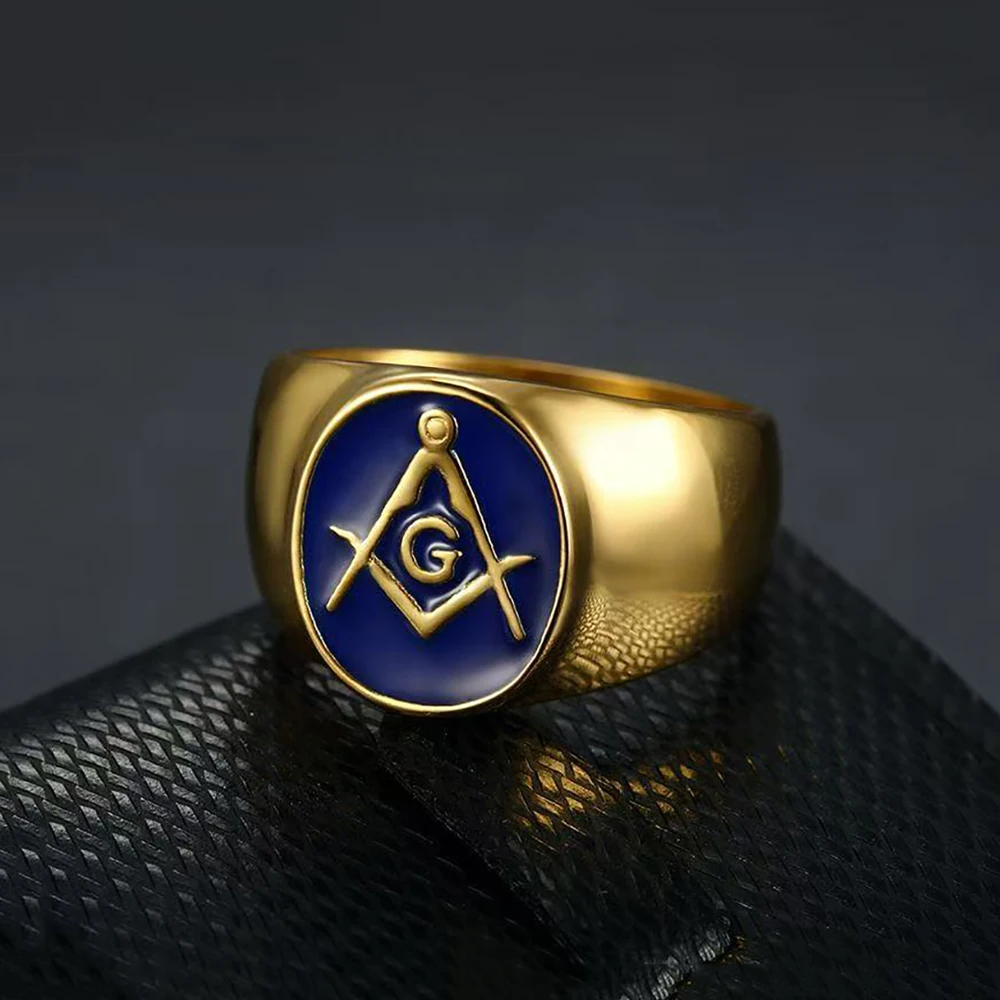 Punk Vintage Fashion Masonic Ring 316L Stainless Steel Sliver/Gold Color Freemason Rings For Men Women Hip Hop Rock Jewelry Gift